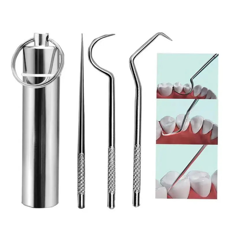 Metal Toothpicks Tooth Cleaningtool Storage Tube Stainless Steel Qme