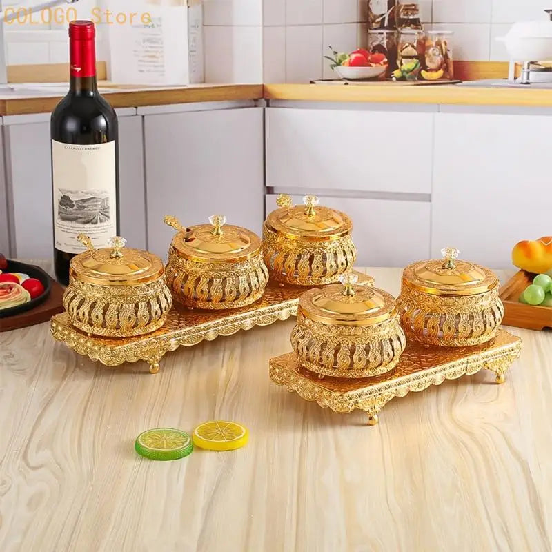Condiment Holder Seasoning Storage Canisters Lid Spoon Sturdy Base Qme