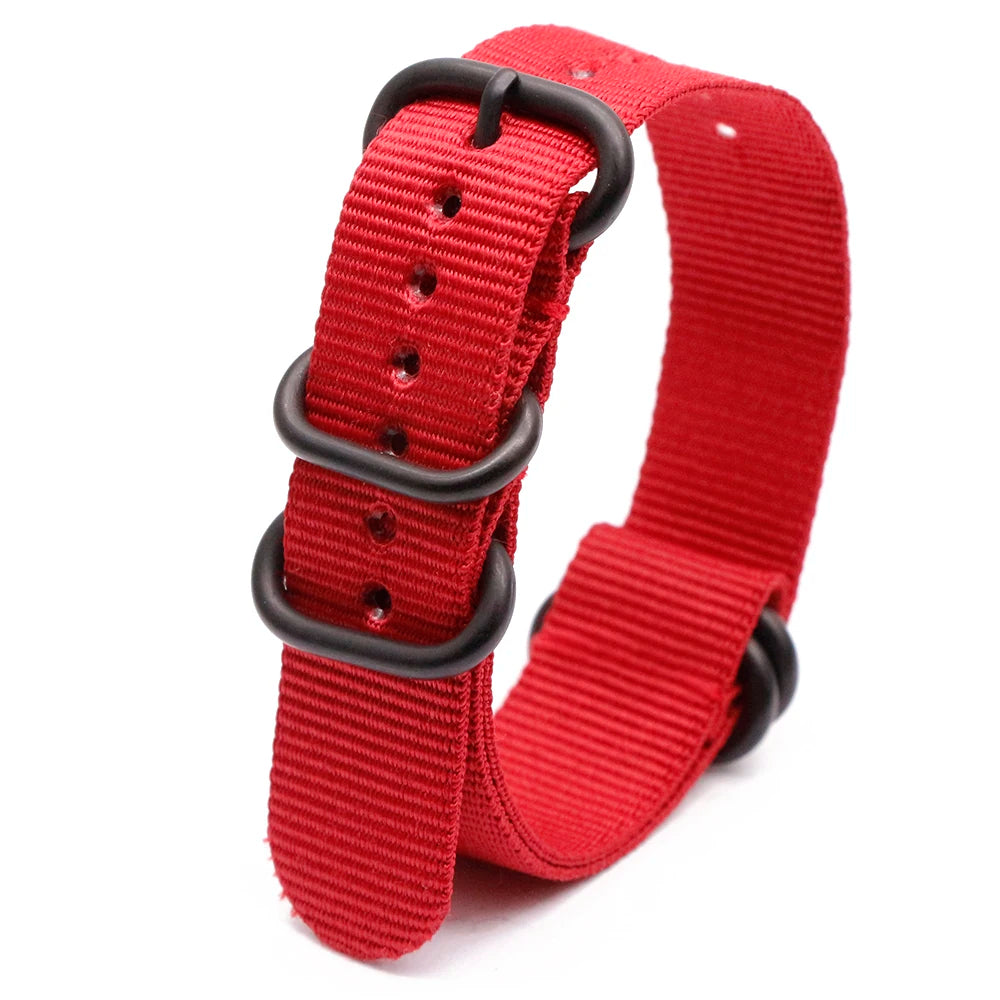 Army Sports Nylon Watch Band Black Ring Buckle Wristband Accessories