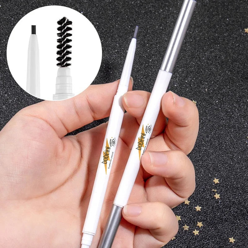 6-color Waterproof Dual-ended Eyebrow Pencil Brush Matte Look Brow Qme