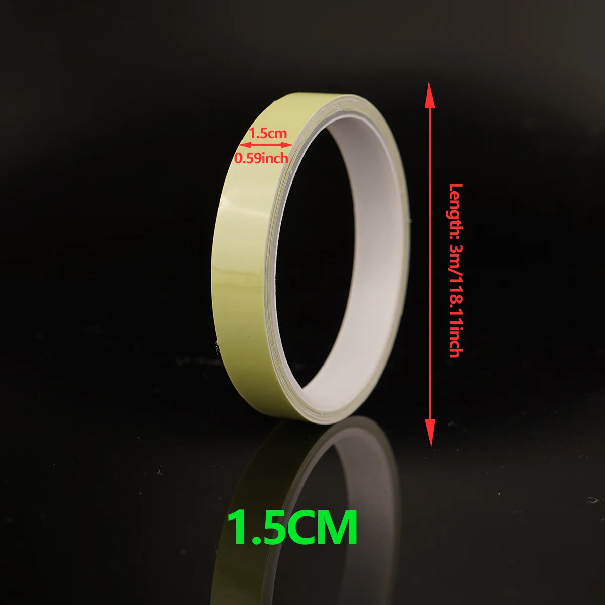 Luminous Tape For Night Use, Waterproof Luminous In The Dark Tape Stickers Bright Fluorescent Outdoor for Fishing Poles, Ropes Qme Width-1.5cm 3M