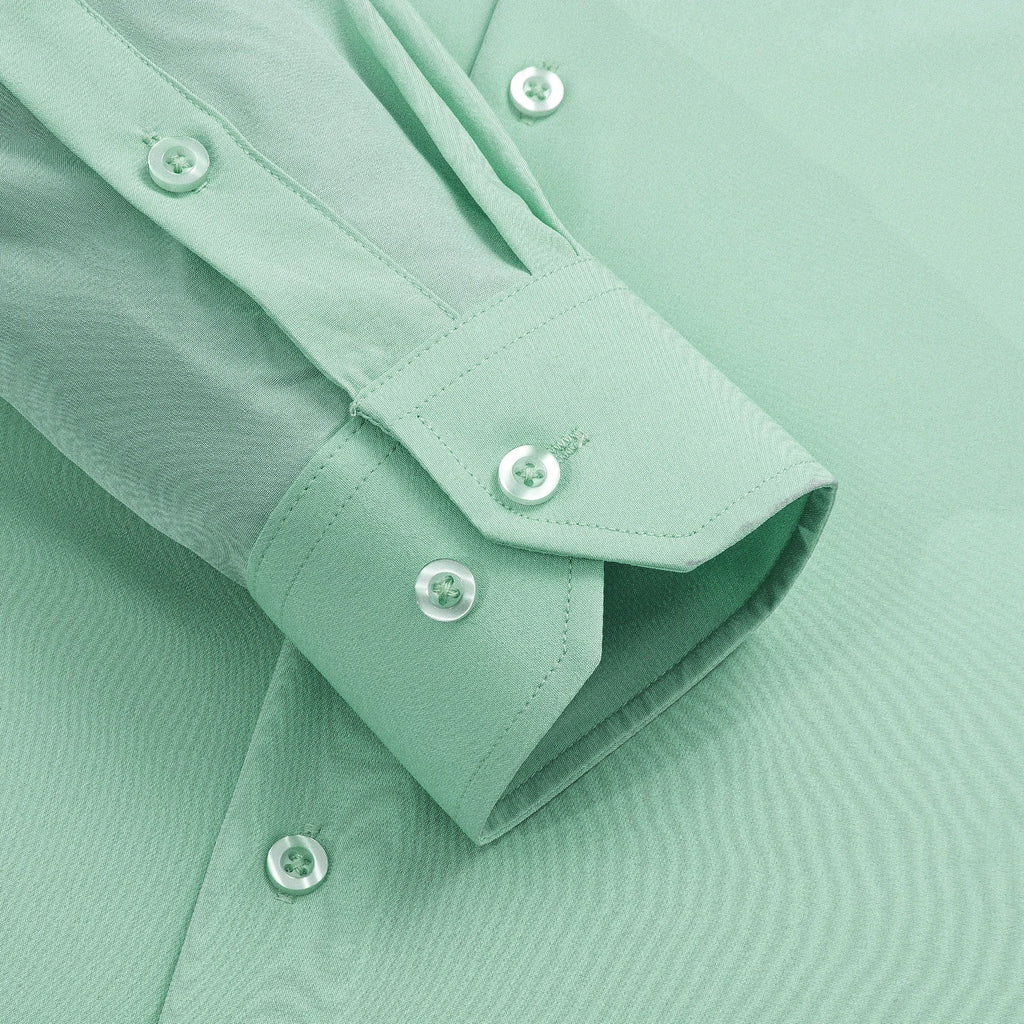 Hi-tie Plain Solid Silk Men's Shirts Long Sleeve Lapel Dress Suit Qme