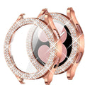 Bling Diamond Case for Samsung Galaxy Watch 7 6 5 4 PC Protective Case 40mm 44mm Screen Protector bumper Transparent Cover Qme Rose gold For Galaxy Watch6 40