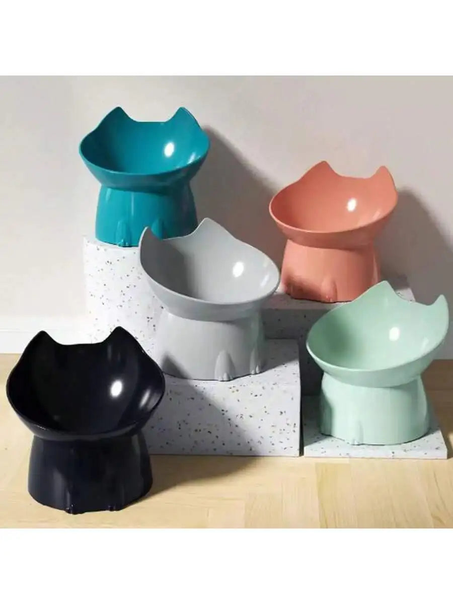 Cat Bowl Long Ears Feet Dog Neck Protection Anti-overturning Plastic Qme