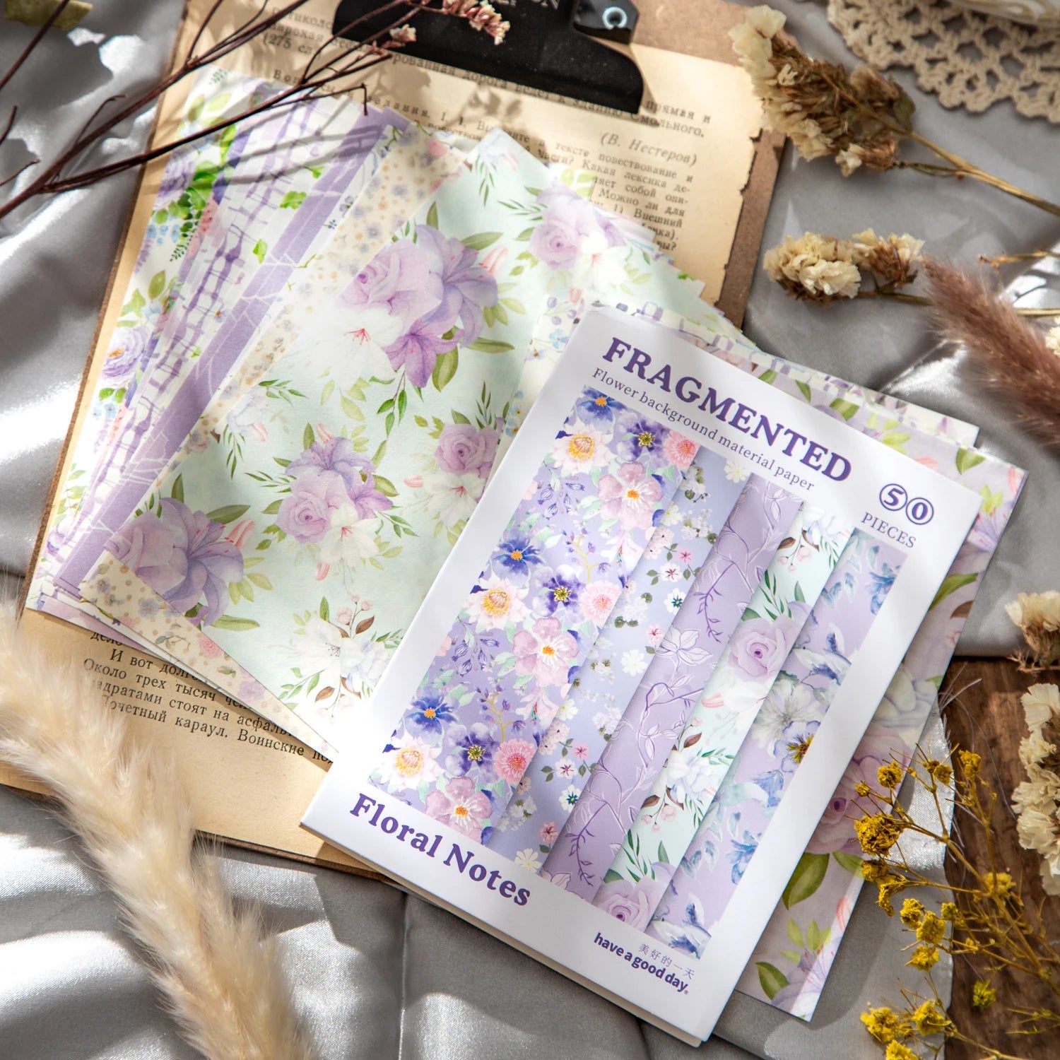 50 Sheets Vintage Floral patter Materials Paper DIY Scrapbooking Decor Craft Paper Collage Junk Journal Aesthetics Stationery Qme