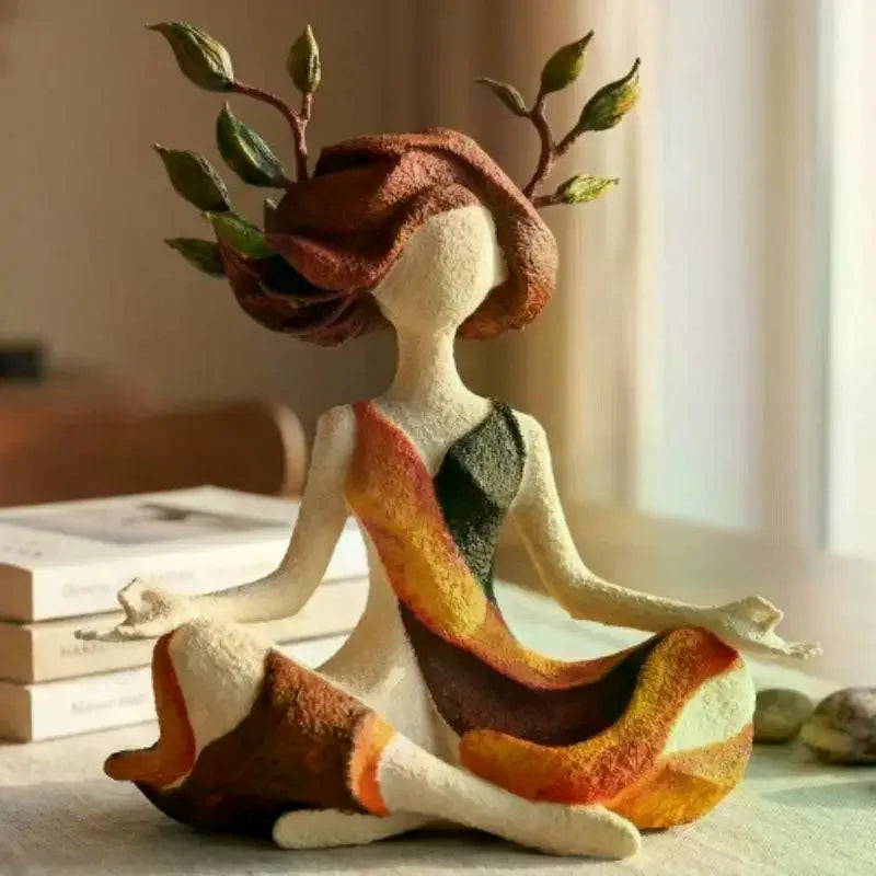 Resin Serenity Growth Meditation Figurine Aesthetic Mindfulness Abstract Yoga Sculpture Inner Peace Home Decor Statue Bedroom Qme