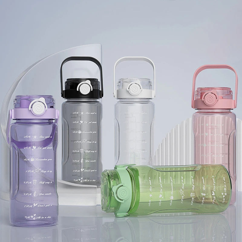 1 5 2Liter Sport Straw Water Bottle Time Scale Plastic Summer Cold Qme