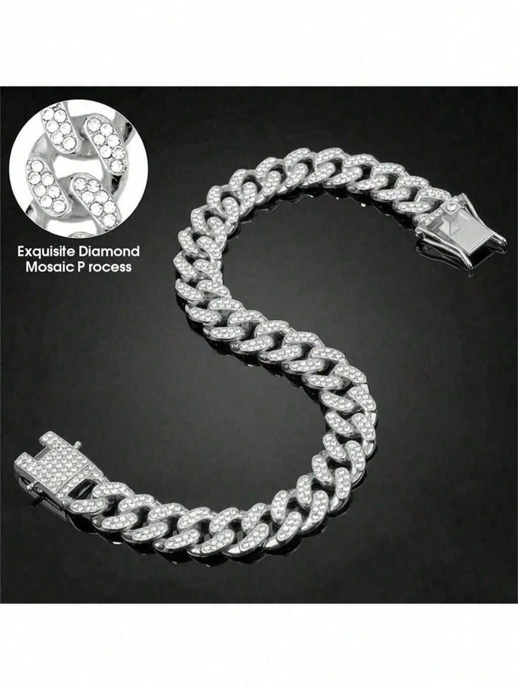 Hip-hop Pet Cuban Chain Dog Faux Diamond Necklace Alloy Collar Qme