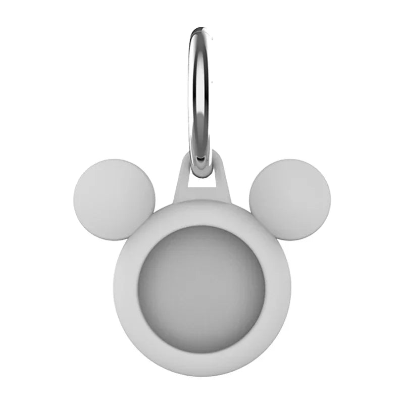 For Apple Airtag Liquid Silicone Case Soft Anti-scratch Protective Sleeve For Airtag Anti-lost Protection Cover AirTag Keychain Qme light gray 2