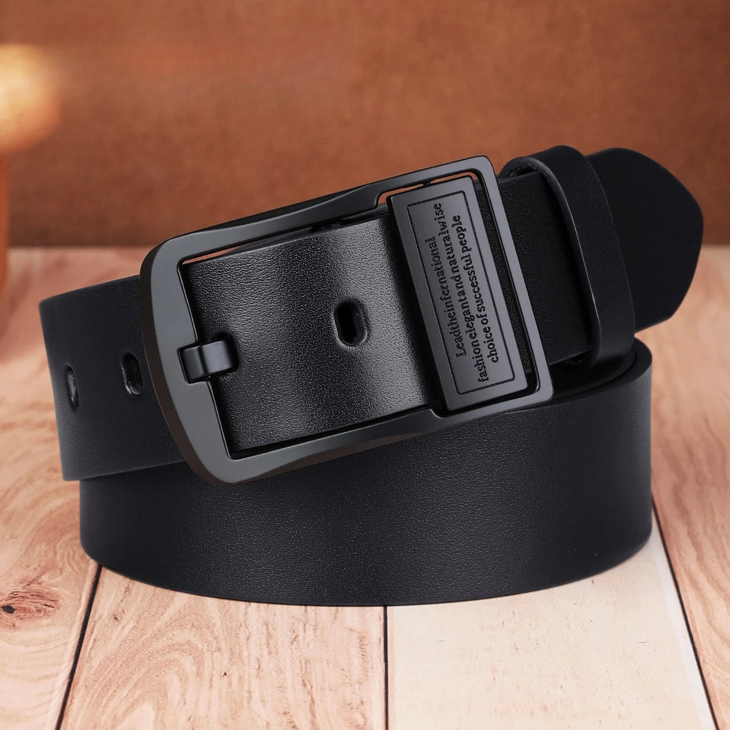 Men's Formal Belt, Men's Casual Belt 3.5 Cm Wide Qme Black 1pc