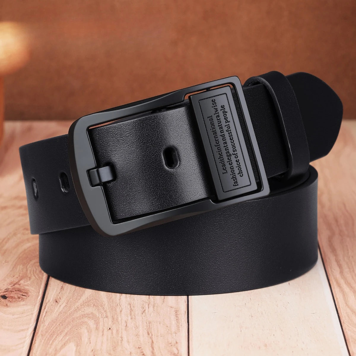 Men's Formal Belt, Men's Casual Belt 3.5 Cm Wide Qme Black 1pc