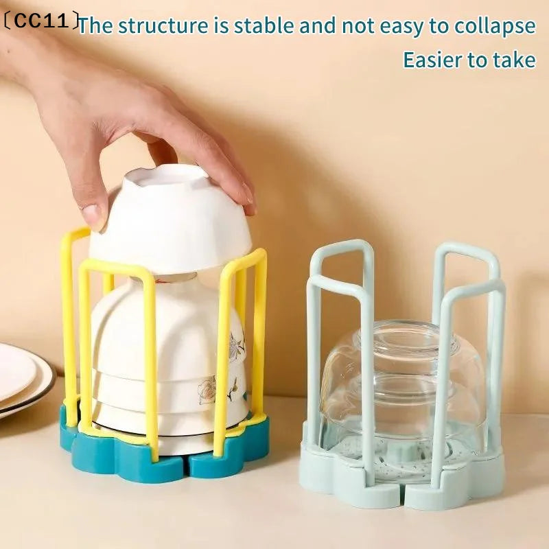 Retractable Desktop Bowl Holder Kitchen Organizer Plastic Drain Water Qme