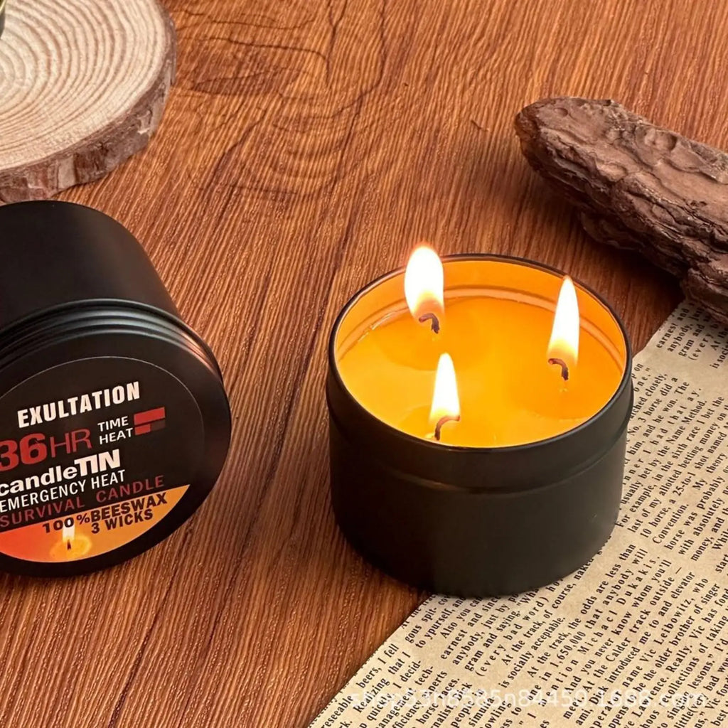 Candles for Power Outages Camping Candle with Jar 36 Hours Long Burning 3-Wick Lamp Light Source Gear for Fishing Camping Qme