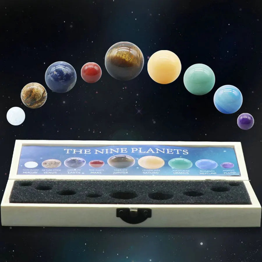 Crystal Sphere Ball Kit 9 Planets Solar System Gemstones Sphere Galaxy Universe Model Celestial Creative Gift Home Jewerly DIY Qme 9 Planets