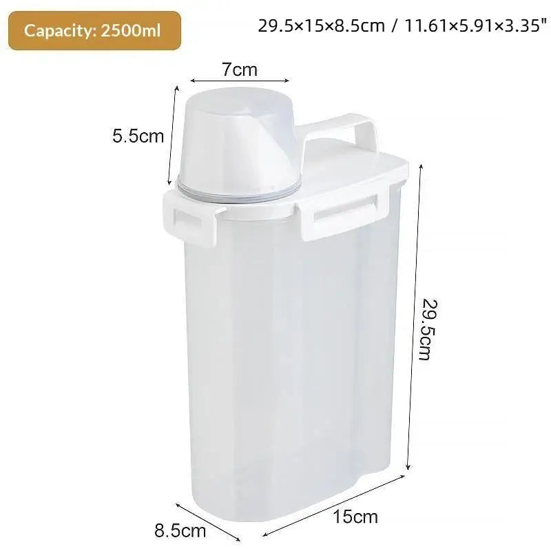 Plastic Food Storage Containers Sealed Lids Measuring Cup Kitchen Qme 25L White