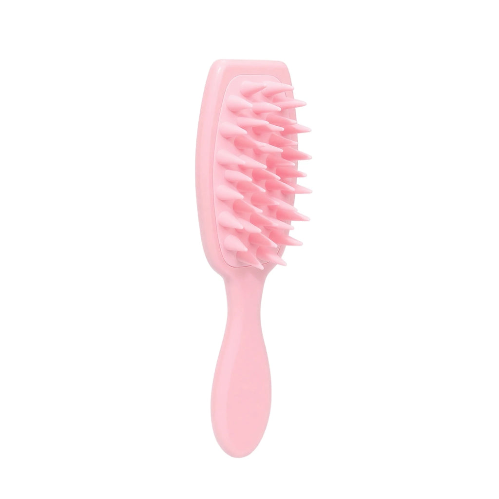 Long Handle Scalp Massage Brush Silicone Anti-knotting Large Conical Teeth Hair Shampoo Brush for Scalp Cleansing Qme Pink