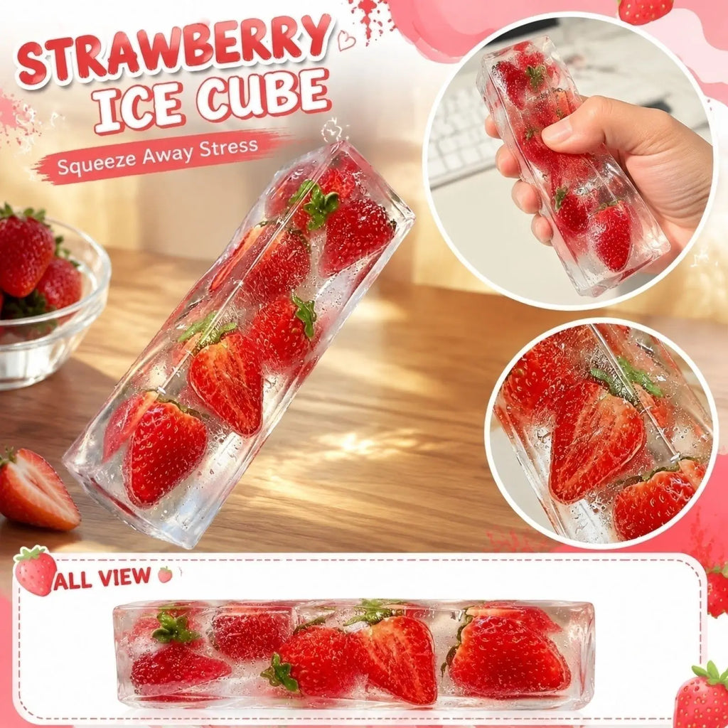 Long Rectangular Fruit Stress-relieving Toy Clear Ice Cubes Slow-rising Fidget Fun Toy for Adult Creative Holiday Halloween Gift Qme