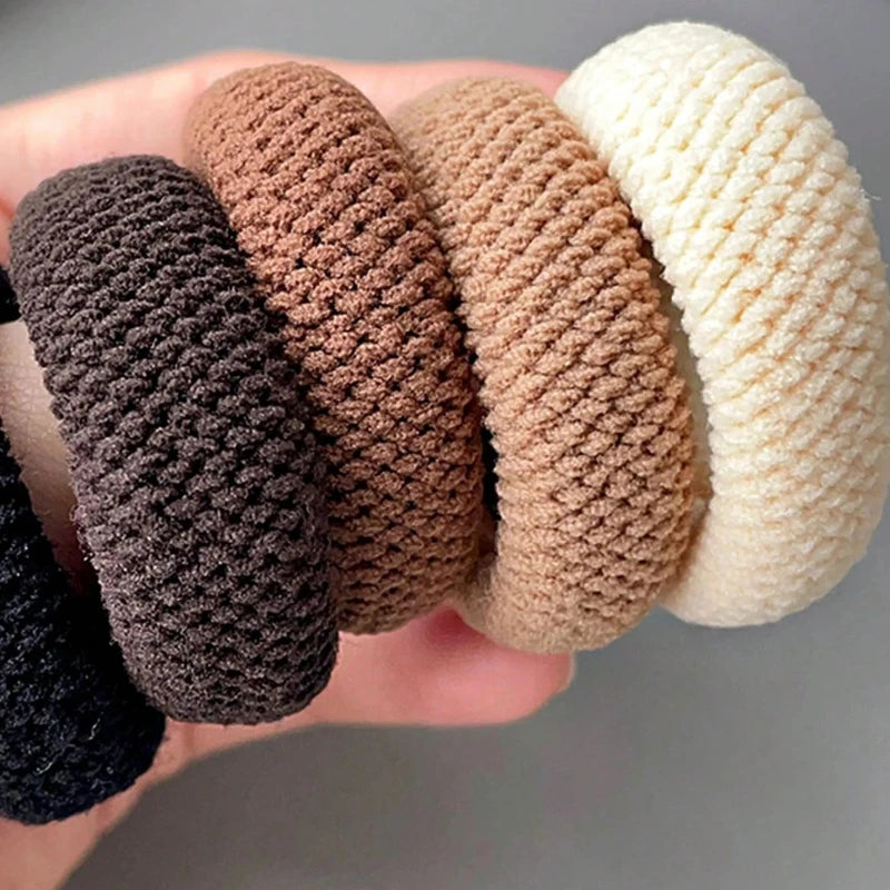 5/10 Mix Color High Elasticity Thickened Versatile Simple Scrunchies, Hair-Friendly (Random Color) Hair Ties Hair Rope Qme 5Pcs-Mixed