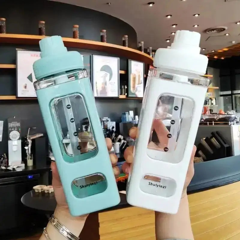 700 Outdoor Water Bottle Straw Clear Scale Sport Plastic Portable Qme