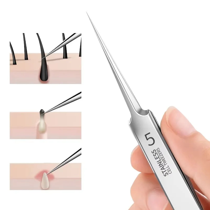 1set Stainless Steel Acne Clip Cell Clip Acne Needle Blackhead Needle Professional Blackhead Acne Needle Beauty Makeup Tool Suit Qme