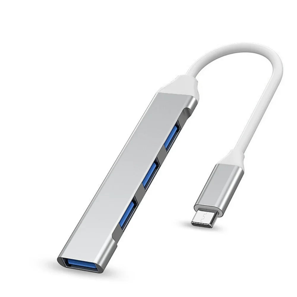 4-in-1 USB C Hub 3.0 Adapter High Speed Transmission USB Docking Station Multi Function Wire Divider For PC Computer Notebook Qme Silver Type C