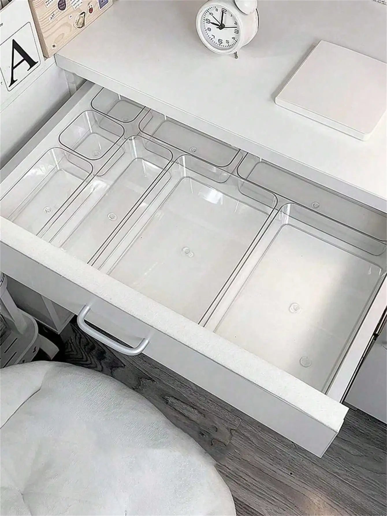 Transparent Cosmetics Storage Box Plastic Uncovered Compartment Qme
