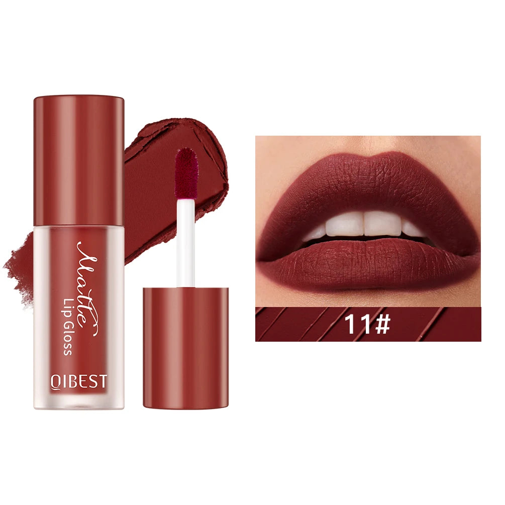 QIBEST 12 Color Liquid Lipstick Matte Velvet Lipgloss Waterproof Long-Lasting High Pigmented Lip Glaze Tint Cosmetics For Women Qme 11
