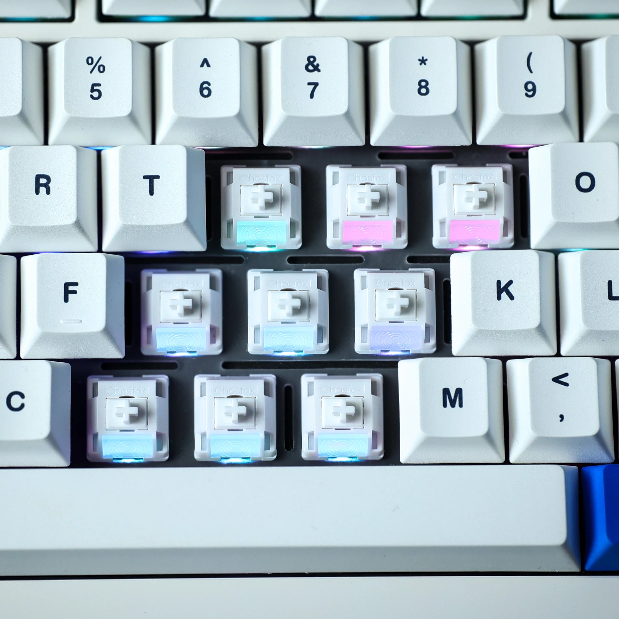 Chosfox& HMX White Fox Linear Switch V2 45g/55g Mechanical Keyboard Linear Switch HiFi Sound RGB Gaming Hot Swap Custom Switch Qme
