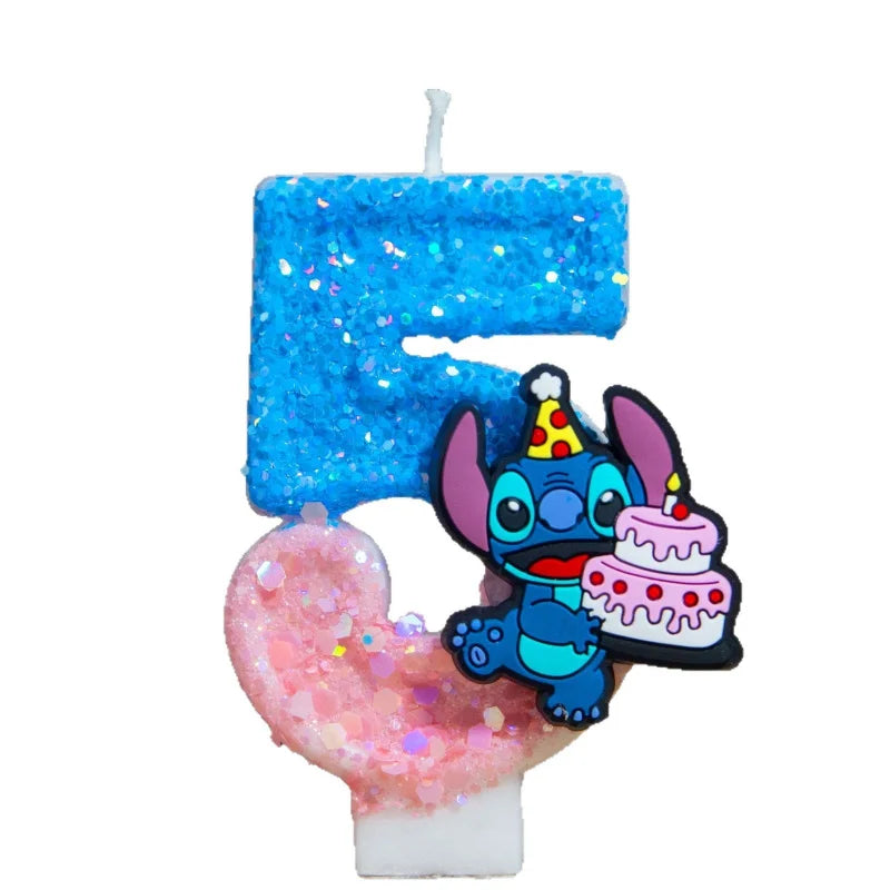 Prince Stitch Digital Candles New Ultra-Glittery Design Birthday Cake Decorations with Festive Candles Qme