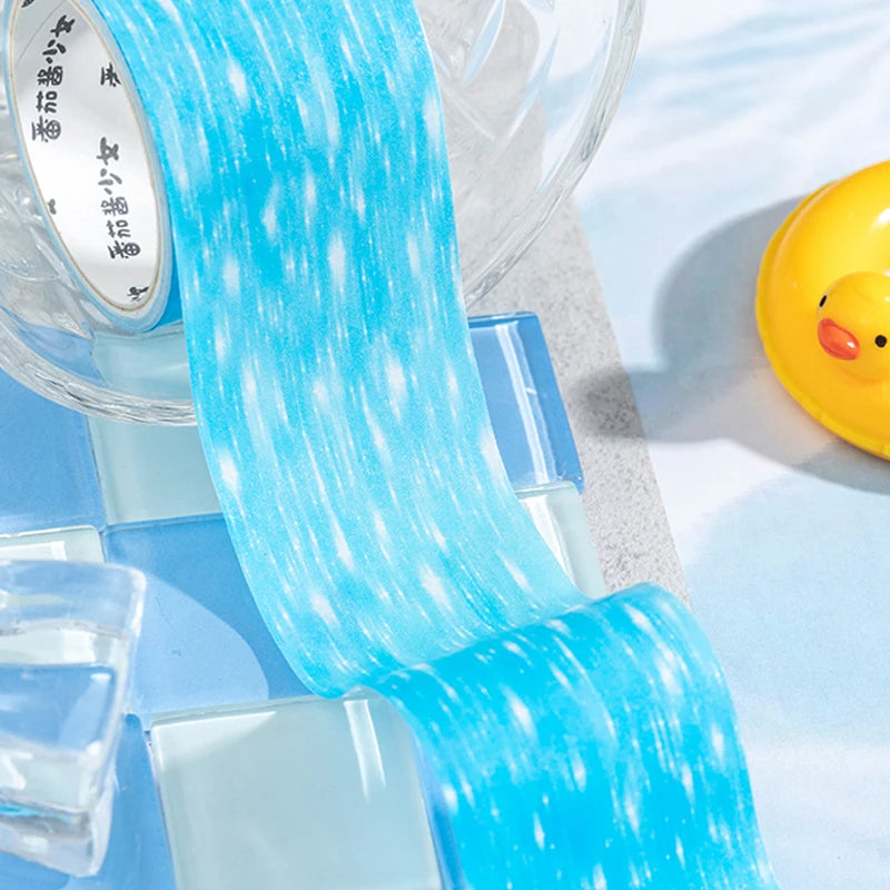 Simulated Water Wave Texture Tape, Summer Themed Handmade Scene Decor Tape, Aesthetic Stationery for Students Qme