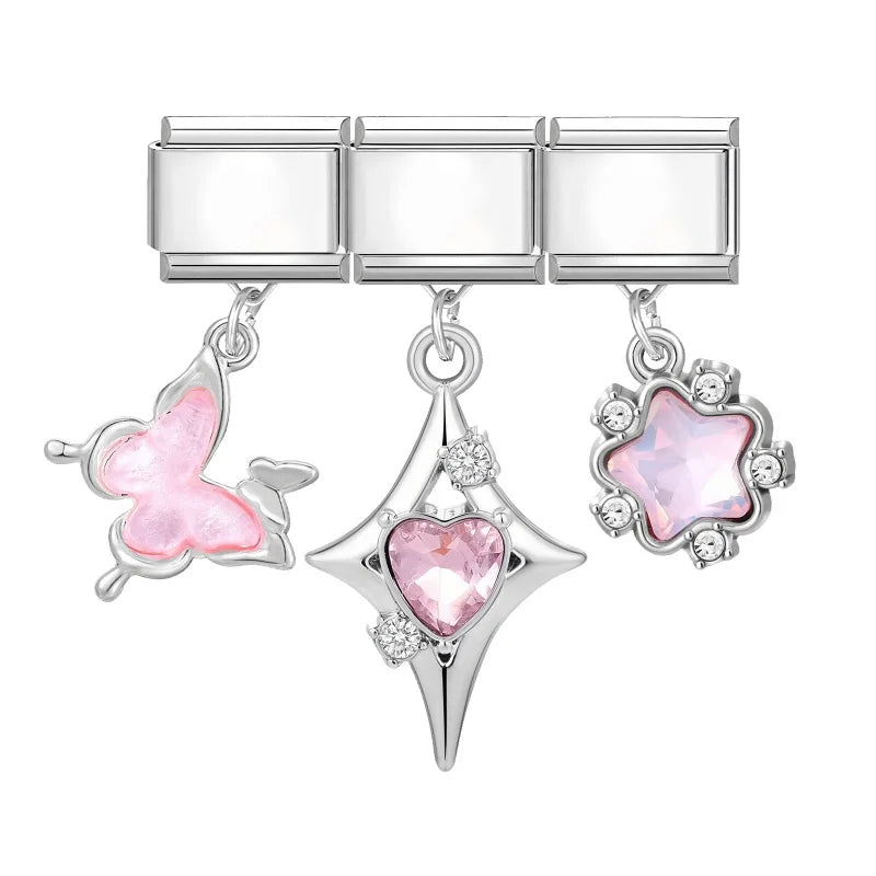 Fashion 3PCS Pendant Series Lovely Dogs Cats Italian Charm Link Stainless Steel Fit 9mm Italian Chain Bracelet DIY Making Gifts Qme Style 12