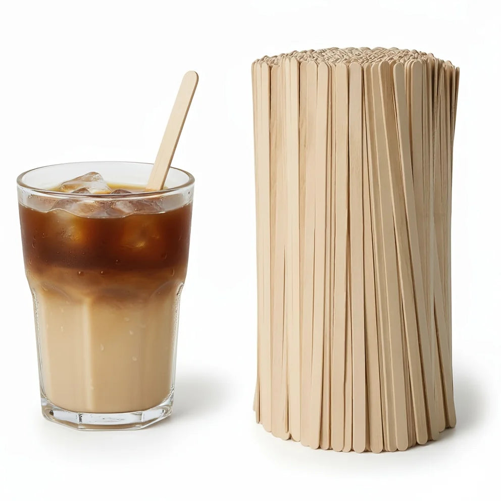 50pcs Wooden Coffee Stir Sticks - High-quality Disposable Beverage Stirrers, Suitable for Coffee, Tea, and Cocktails. Qme 50PCS