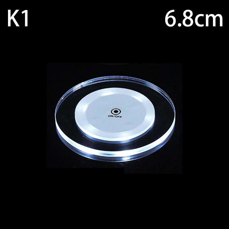 LED Coaster Acrylic Bar Cocktail Flash Base Mats Crystal Ultra-thin Qme 1