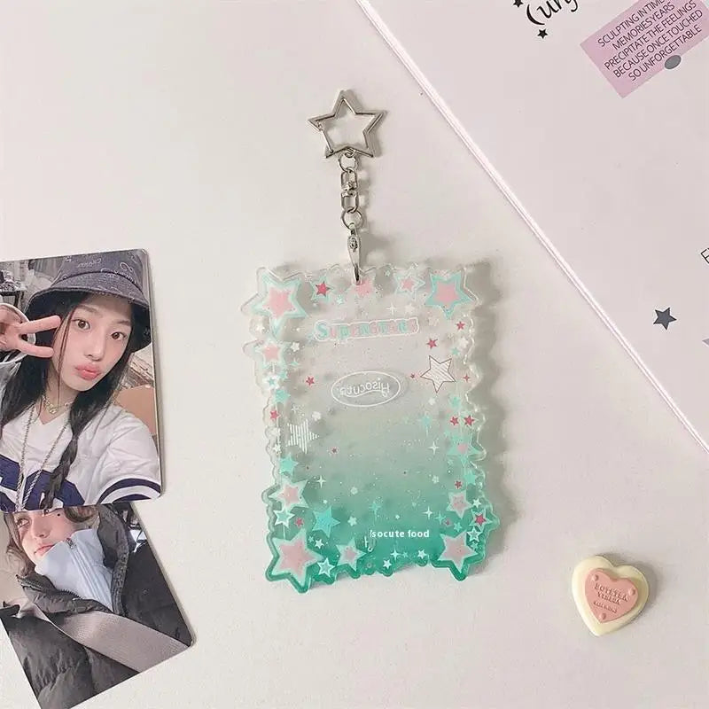 Cute Star Gradient Photocard Holder PVC Girl Card Idol Photo Display Qme Green