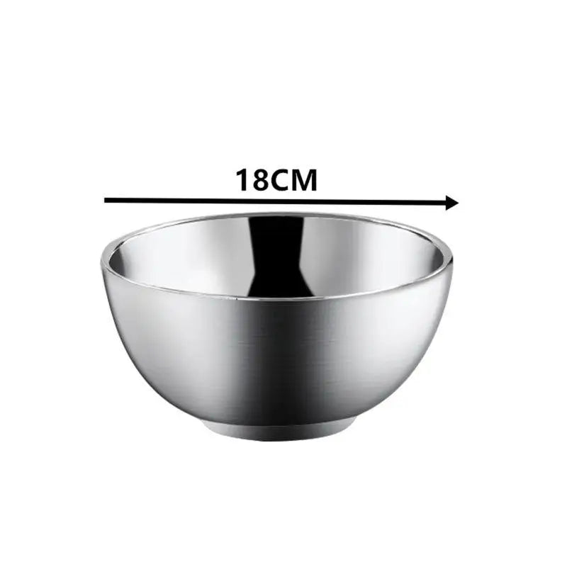 Stainless Steel Threaded Rice Bowl Dough Round Soup Double Layer Qme 18CM