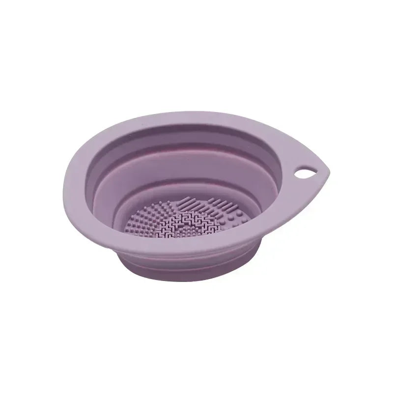 Multi Functional Scrubber Mat Washing Tool Silicone Makeup Brush Cleaner Folding Cleaning Bowl for Eyeshadow Brushes Powder Puff Qme Light Purple