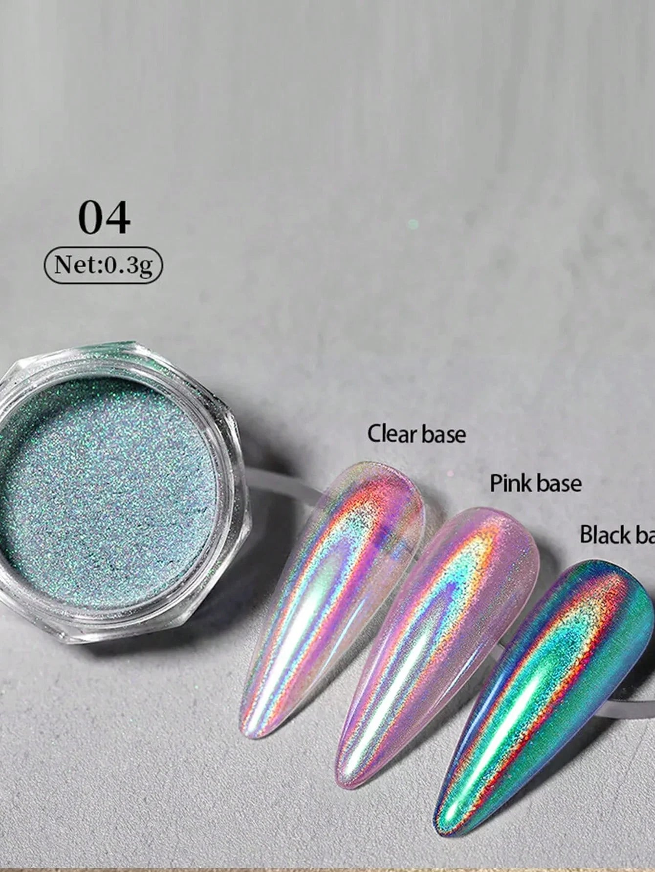 1 Aurora Rainbow Laser Nail Powder Ultra Shiny Fine Glitter Solvent Qme 04