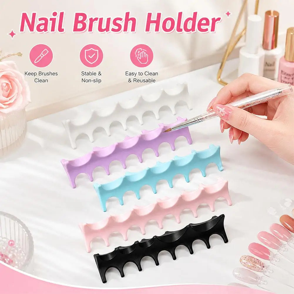 Soft Silicone Nail Pen Holder Brush Rack Shelf UV Gel Brush Display Stand Makeup Painting Pen Rest Organizer Stander Manicure Qme