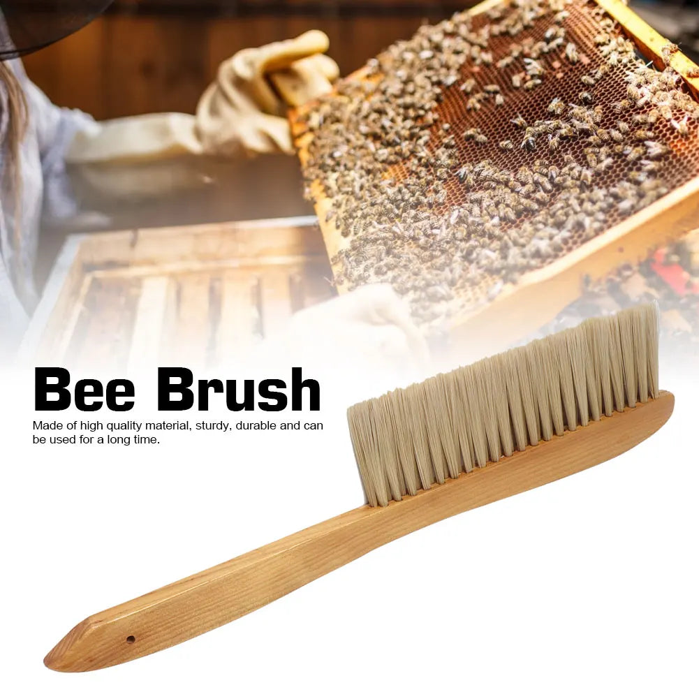 Bee Brush Double Row Long Handle Beekeeping Brush Beehive Sweeping Cleaning Tool Durable for Apiary Hive Beekeeper Equipment Qme