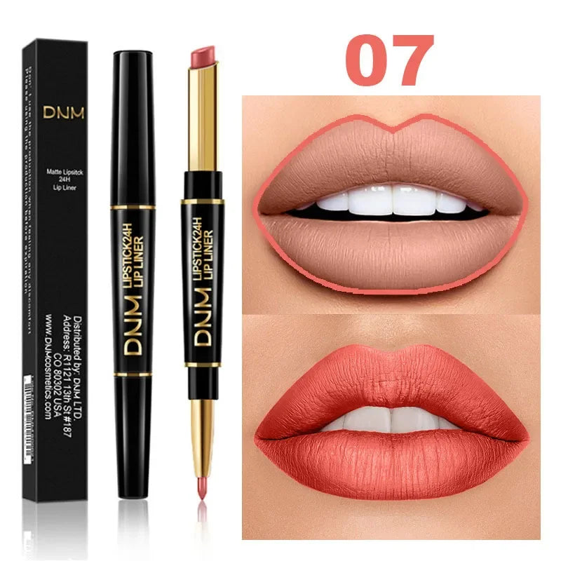 12 Colors 2 In1 Long-lasting Lip Liner Matte Lipsticks Portable Lip Pencil Waterproof Moisturizing Lip Makeup Contour Cosmetics Qme 07