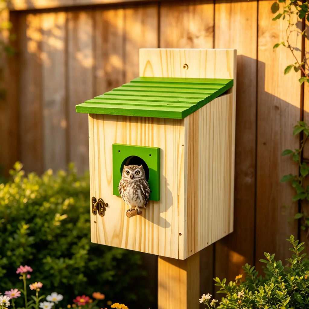 Owl Houses Outdoors Wood Large Ventilated Weather-resistant Shelter Qme