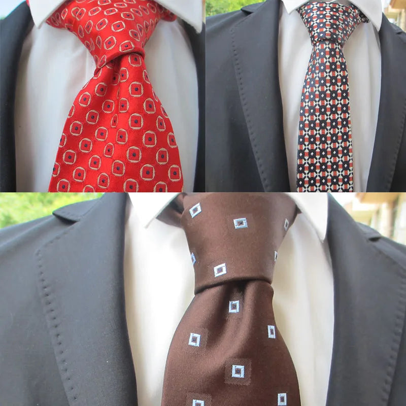 100 Silk Brown Red Gradient Patterned Neat Tie Men's Formal Business Qme
