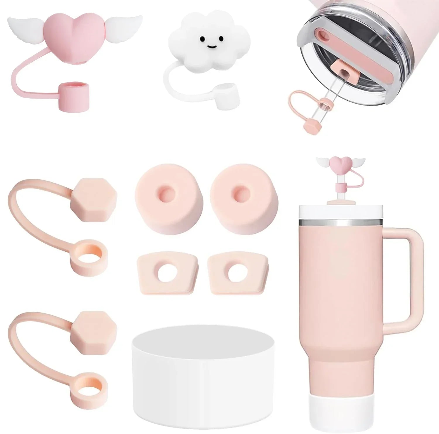 Accessories Silicone Spill Proof Stopper Straw Cover Cap 9- Straws Qme 05
