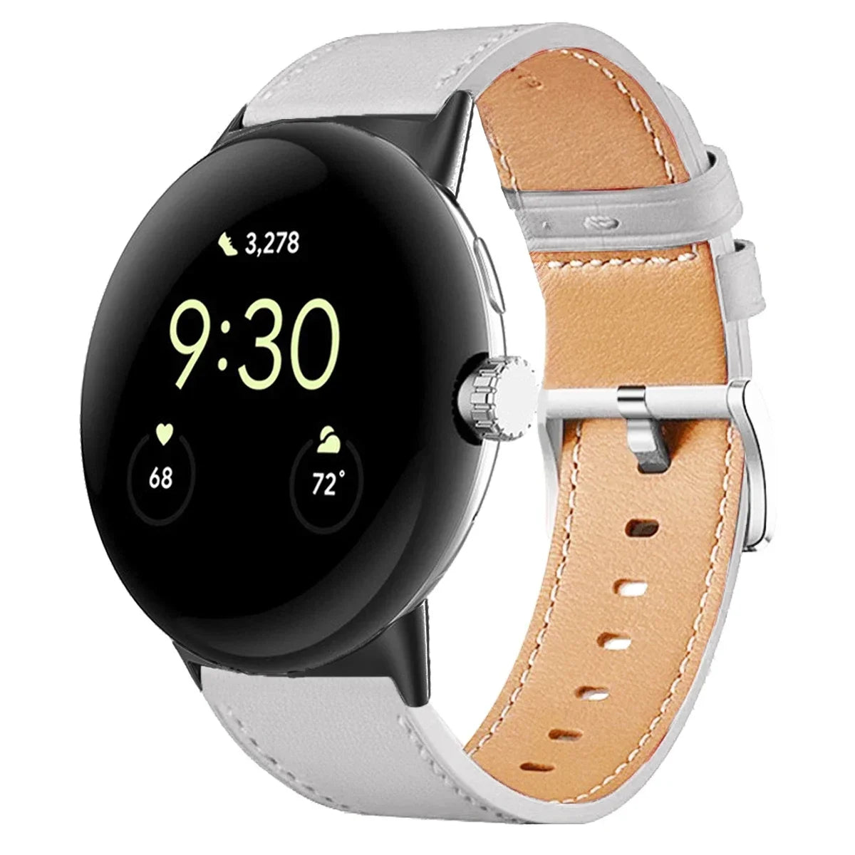 For Google Pixel Watch 3 41 45mm Strap Leather Replace Wristband Correa Bracelet For Google Pixel Watch 2 3 Band Belt Accessorie Qme White-B For Pixel Watch 1