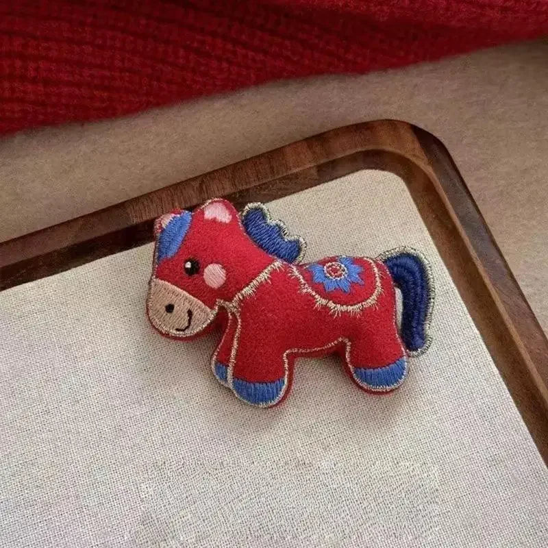 1Pcs Coat & Scarf Accessory Zodiac Year Charming Fabric Pony Brooch For Women Pin Corsage Pin Neck Pin Qme A1