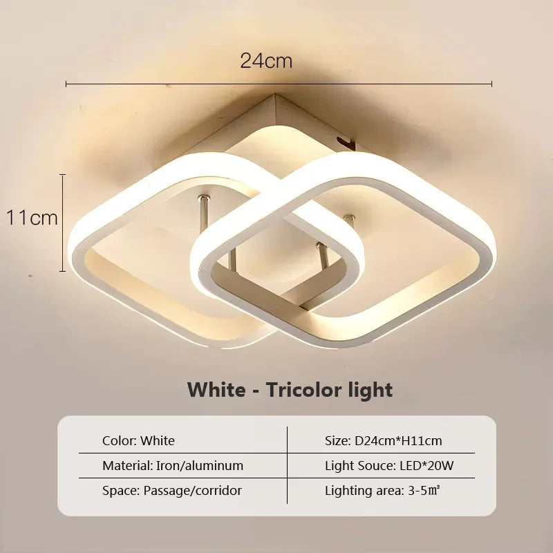 Modern LED Aisle Ceiling Light Chandelier For Corridor Stairs Foyer Balcony Bedroom Bathroom Indoor Lighting Fixtures Luster Qme White-square LED 3 Color