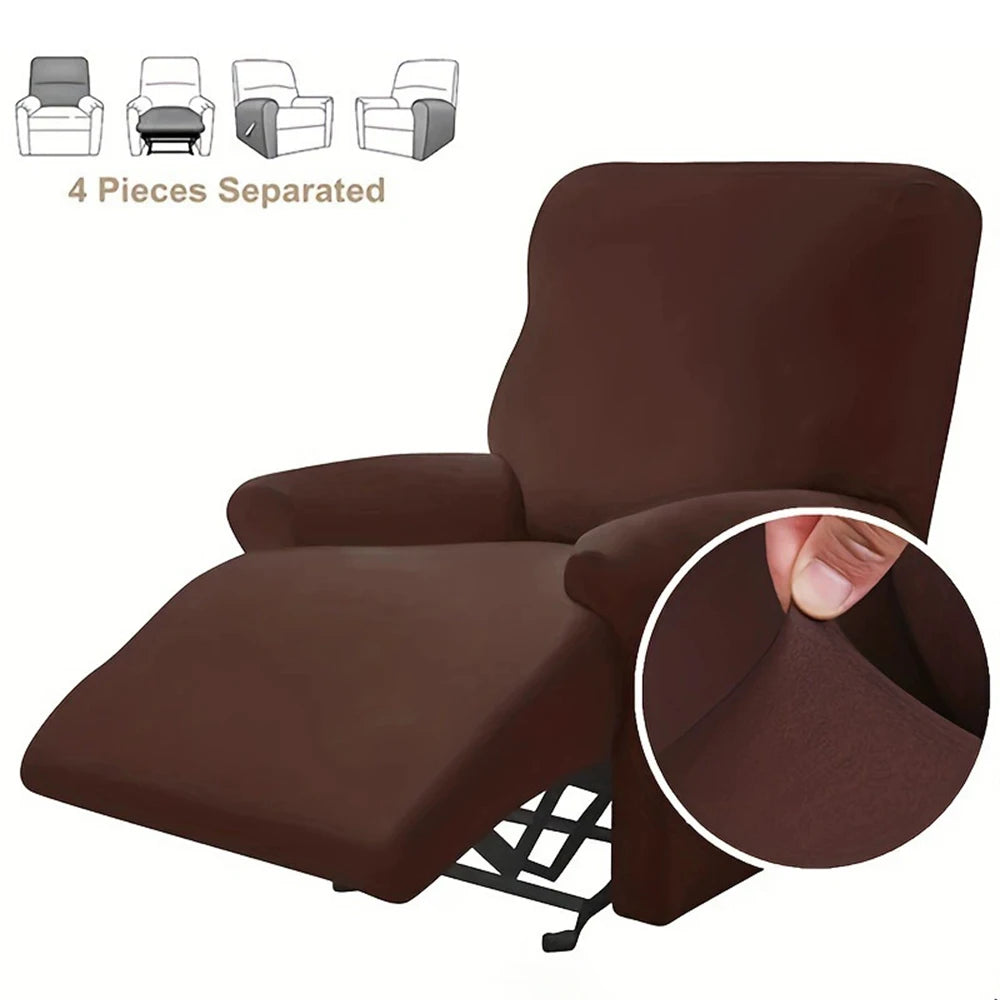 Minimalist Style Milk Silk Chair Cover, Fully Wrapped Elastic High-End Sofa Cover, Sofa Cover, Single Recliner, Massage Chair Qme Brown