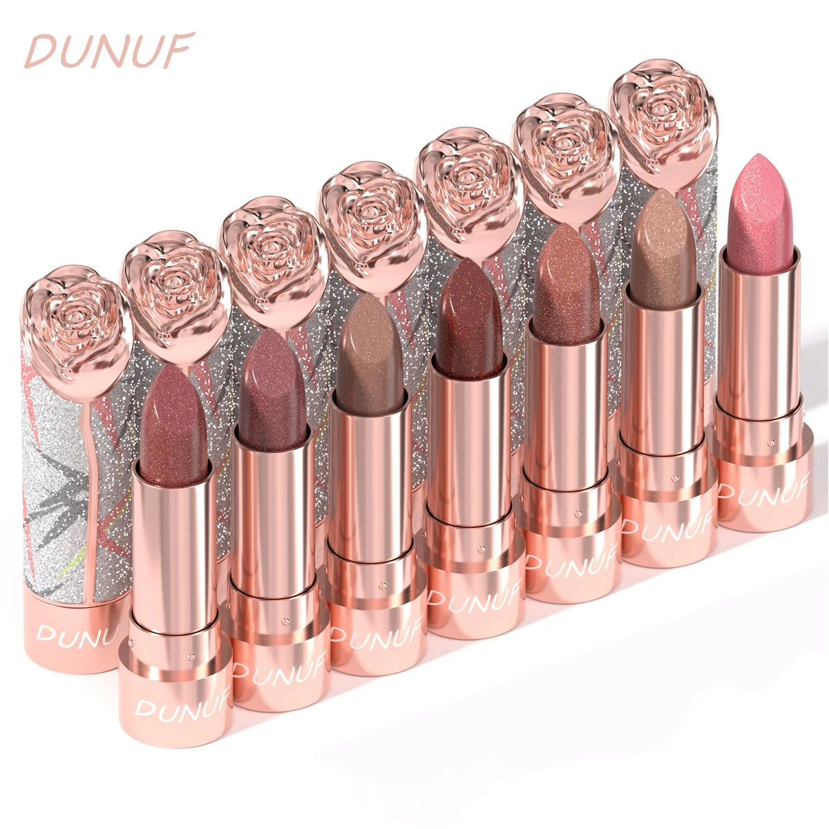 Rose Floral Diamond Lipstick Pearlescent Shimmer 3D Metallic Matte Smooth Creamy Sparkling Lipstick For Daily Party Makeup Qme