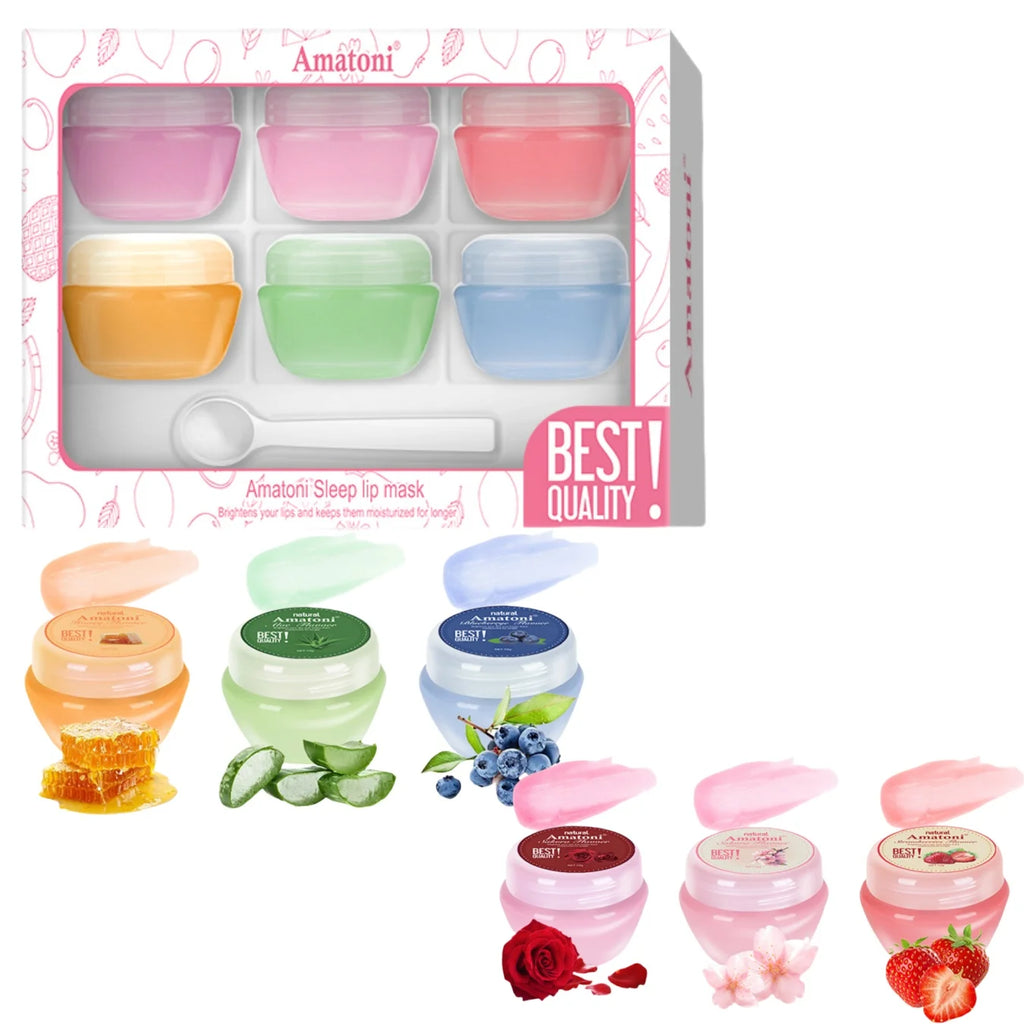 Sleeping Lip Mask Gift Box 10g×6PCS Lip Balm Set Moisturizes Lips, Smoothes, and Is a Universal in the Morning and Evening Qme lip mask gift box