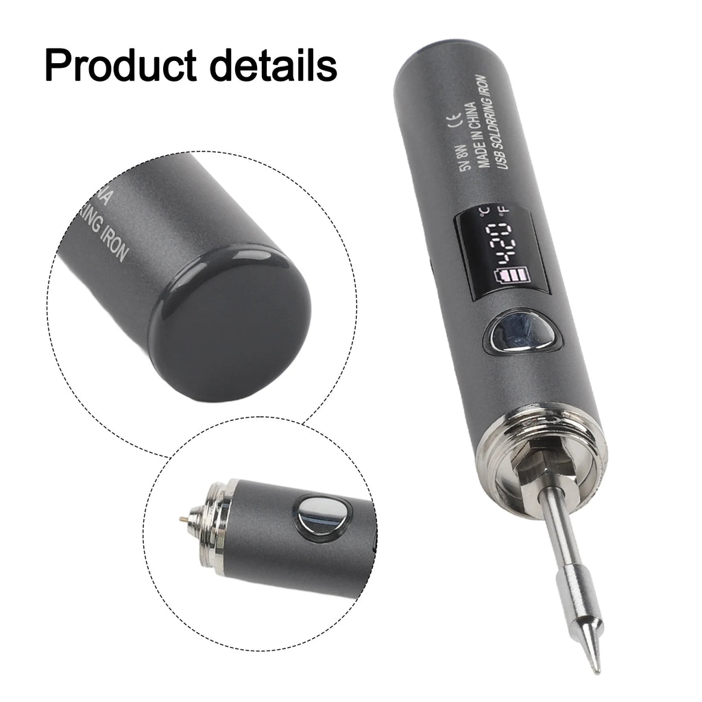 1 X Digital Display Soldering Iron Kit Adjustable Temperature Quick Heat-Up USB Powered With LCD Screen Portable Cordless Qme